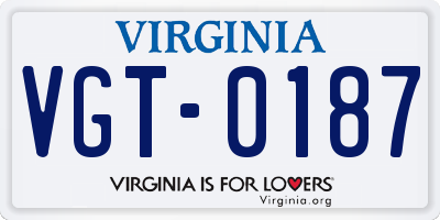 VA license plate VGT0187