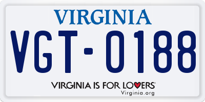 VA license plate VGT0188
