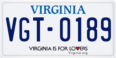 VA license plate VGT0189