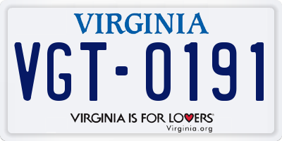 VA license plate VGT0191