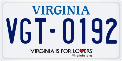 VA license plate VGT0192