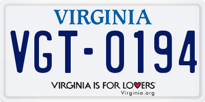 VA license plate VGT0194