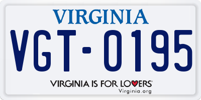 VA license plate VGT0195
