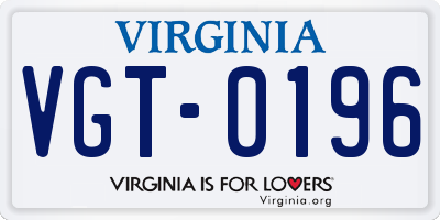 VA license plate VGT0196