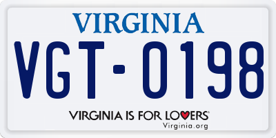 VA license plate VGT0198