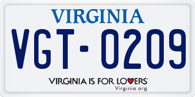 VA license plate VGT0209