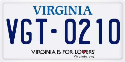 VA license plate VGT0210