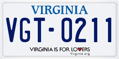 VA license plate VGT0211