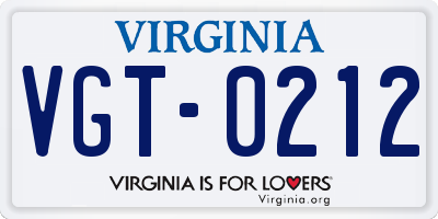 VA license plate VGT0212