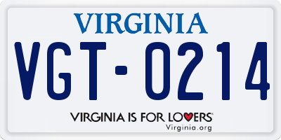 VA license plate VGT0214