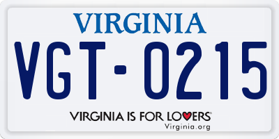 VA license plate VGT0215