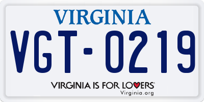 VA license plate VGT0219