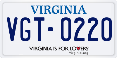 VA license plate VGT0220