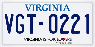 VA license plate VGT0221