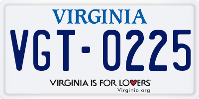 VA license plate VGT0225