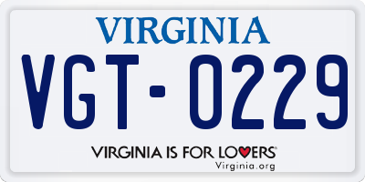 VA license plate VGT0229