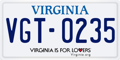 VA license plate VGT0235