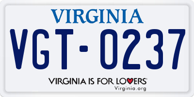 VA license plate VGT0237