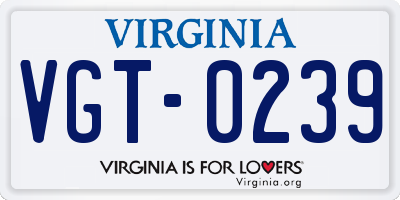 VA license plate VGT0239