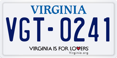 VA license plate VGT0241