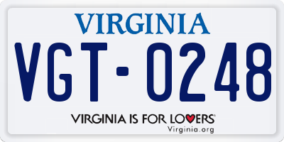 VA license plate VGT0248