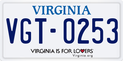 VA license plate VGT0253