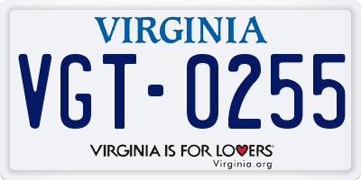 VA license plate VGT0255