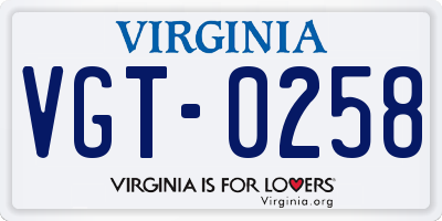 VA license plate VGT0258