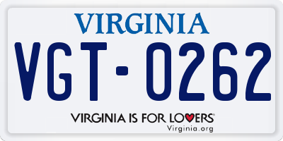 VA license plate VGT0262