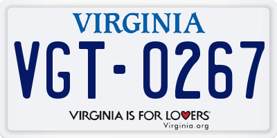VA license plate VGT0267