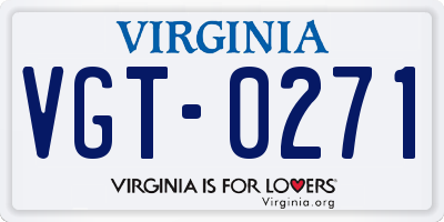 VA license plate VGT0271