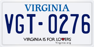VA license plate VGT0276