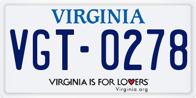 VA license plate VGT0278