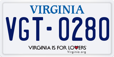 VA license plate VGT0280