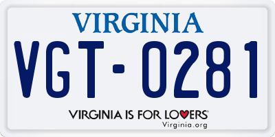 VA license plate VGT0281