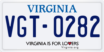 VA license plate VGT0282