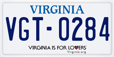 VA license plate VGT0284