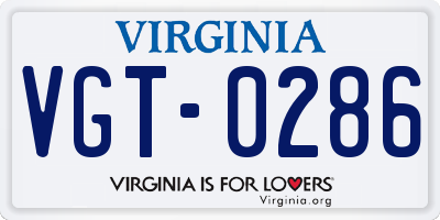 VA license plate VGT0286