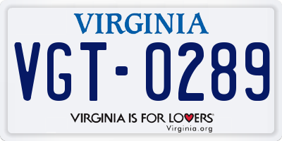 VA license plate VGT0289