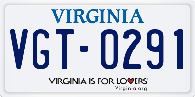 VA license plate VGT0291
