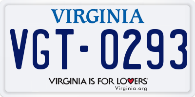 VA license plate VGT0293