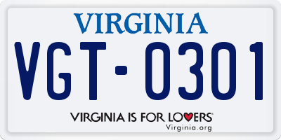 VA license plate VGT0301