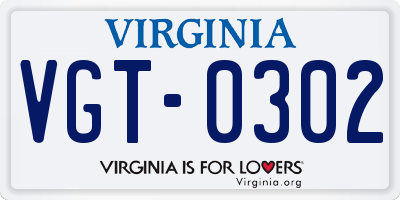 VA license plate VGT0302