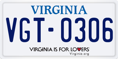 VA license plate VGT0306