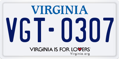 VA license plate VGT0307