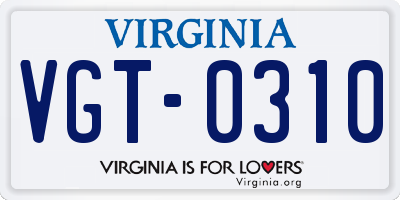 VA license plate VGT0310