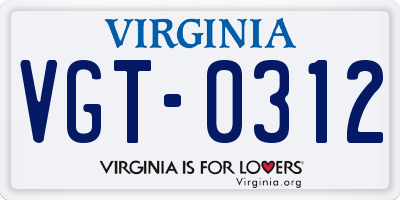 VA license plate VGT0312