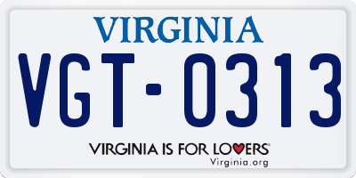 VA license plate VGT0313