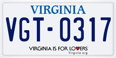 VA license plate VGT0317