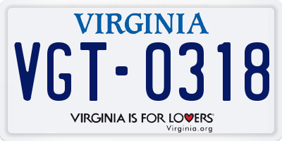 VA license plate VGT0318